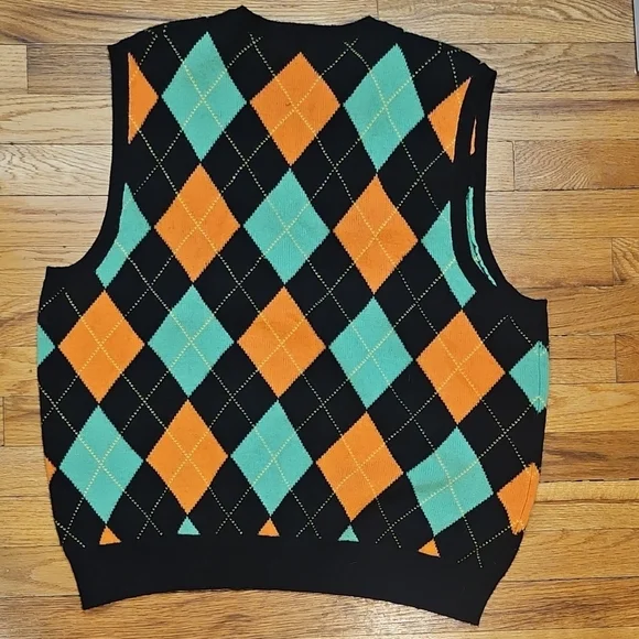 Ralph Lauren Polo Golf Sweater Vest in Black and Orange - Picture 2 of 3